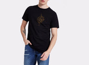 T-shirt noir broderie en doré cœur et cerveau fabrique main en france lafrenchpique
