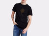 T-shirt noir broderie en doré cœur et cerveau fabrique main en france lafrenchpique