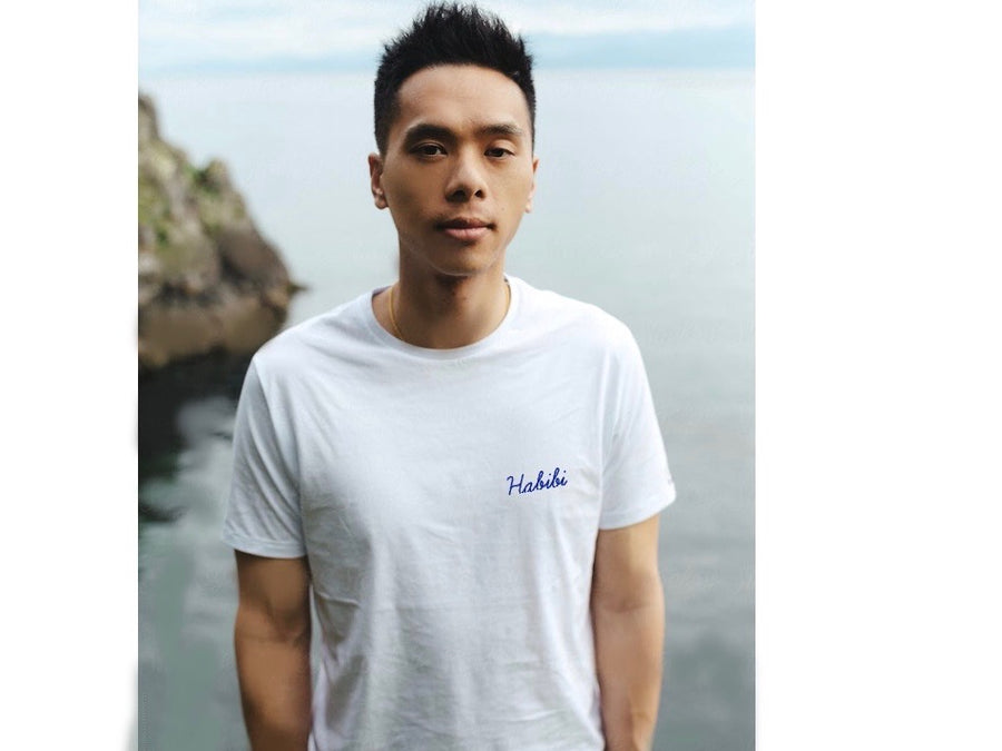 habibi t-shirt brodé unisexe blanc la french pique fabrique en france