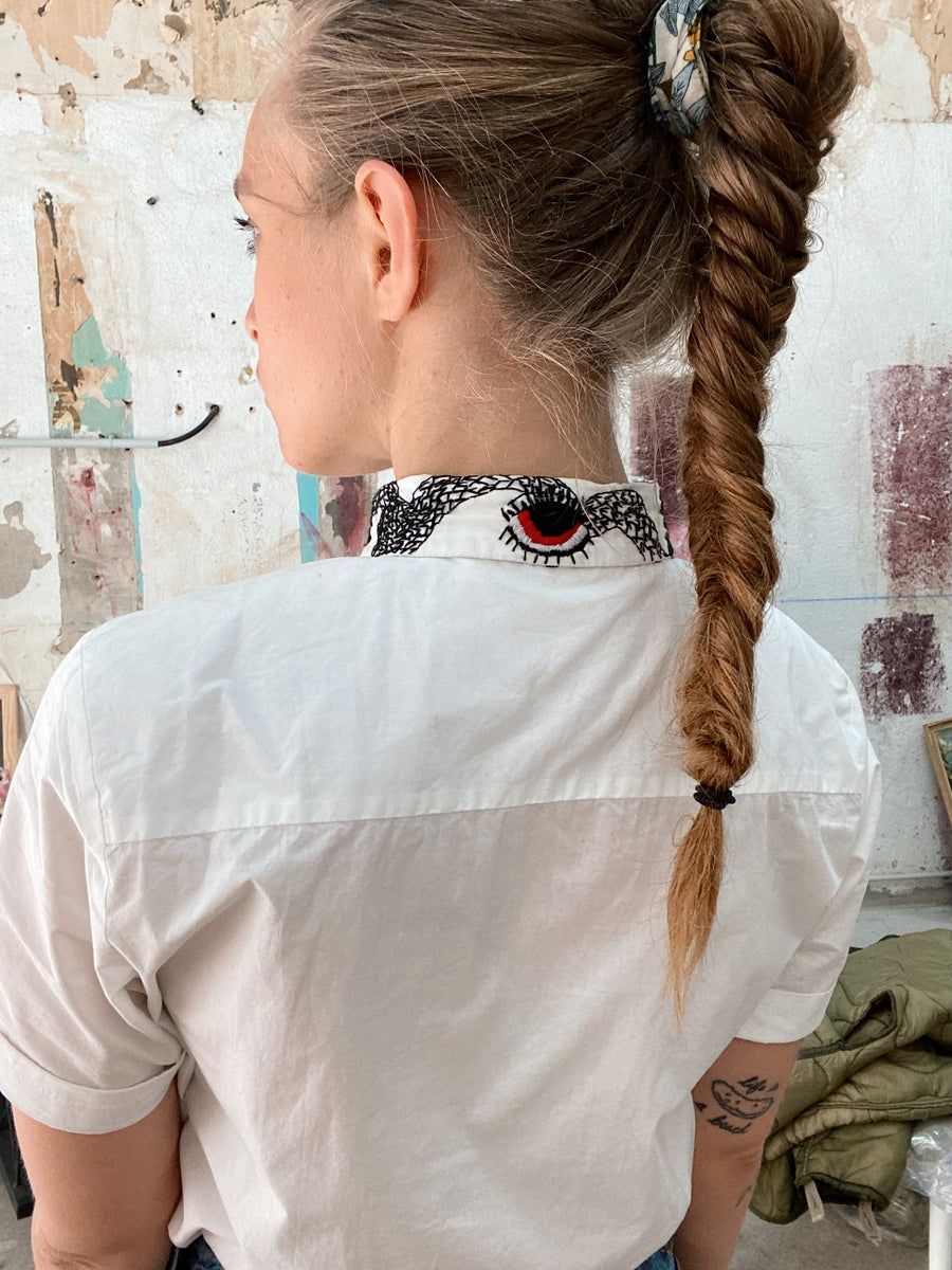 chemise blanche col brodé fabrique en france main broderie artisanat français marseille lafrenchpique