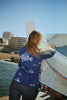 la french pique x laurier street poisson bleu de travail unisexe broderie fait à Marseille, made in marseille. photographie john reeg
