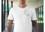 le loup et son iris t-shirt blanc unisexe broderie main fabrique en france