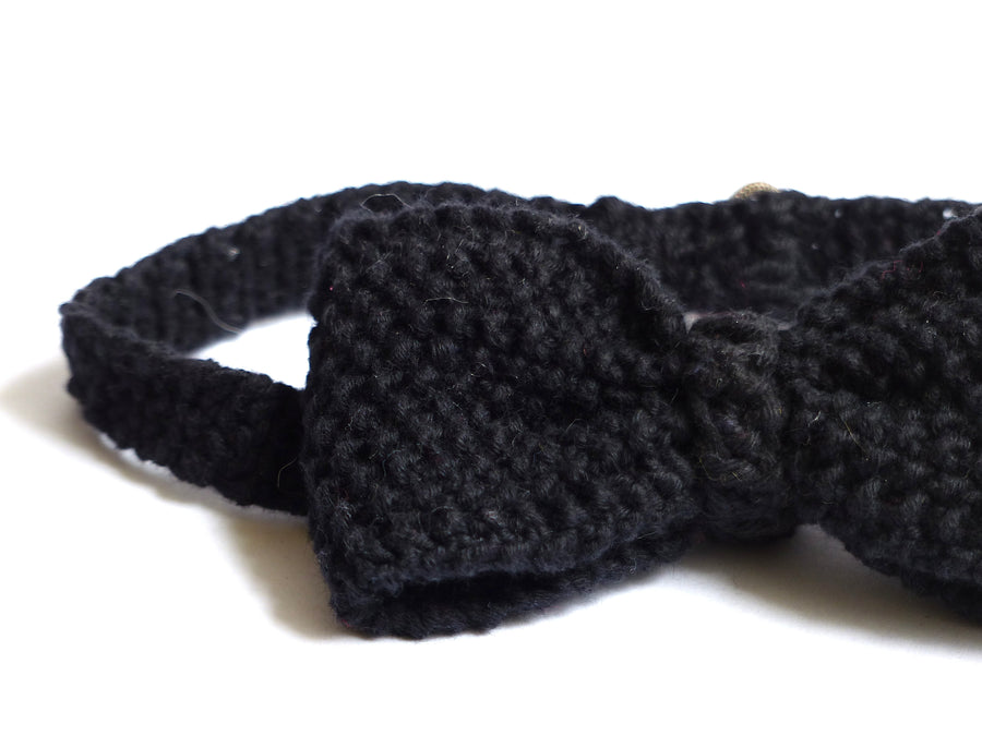 Noeud papillon tricote main, fabrique en france a marseille, noir, la french pique, ecofriendly