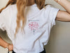 DLC plus que toi t-shirt blanc unisexe broderie main made in france eco fleurs rose bouquet cadeau la french pique