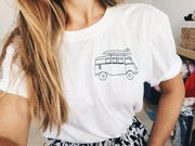 Kombi lover t-shirt blanc unisex homme femme broderie main personnalisation message fabrique en france