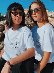 corps Méditerranée collection printemps été 2022 t-shirt unisexe blanc broderie france made in marseille corps femme oursin blanc unisexe lingerie fruit de mer la french pique 